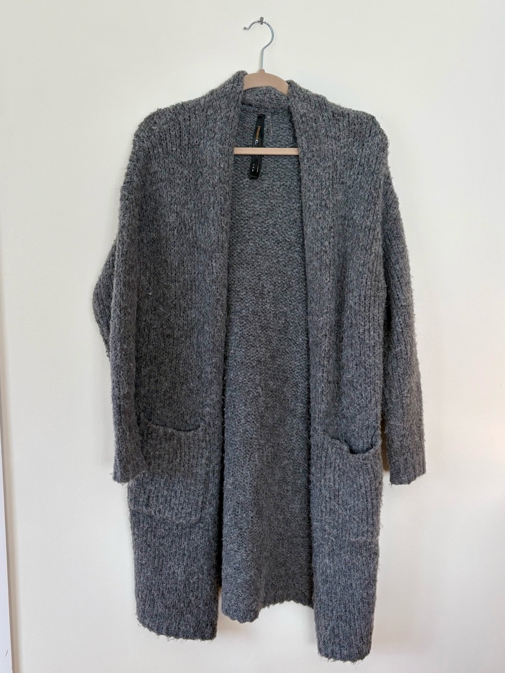 Renee C. Charcoal Open-Front Long Cardigan